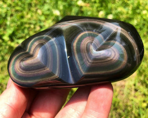 Rainbow Obsidian Double Heart - Polished Stone 