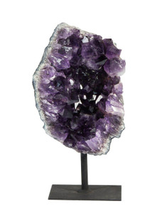 Raw Amethyst Cluster with Metal Stand - 44