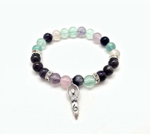 Inner Peace and Calm Elastic Bracelet with Goddess Charm - 8mm Beads