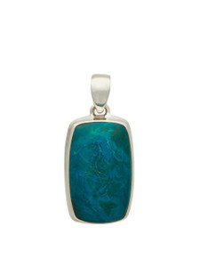 Chrysocolla Pendant - Polished Rectangle - Sterling Silver - No.738