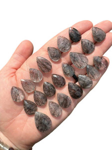Tourmalinated Quartz Cabochon - Teardrop - Grade A Tourmalinated Quartz Cabochon - Teardrop - Grade A