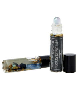 Mercury Retrograde Oil Roller - Rainbow Fluorite Crystal Roller Bottle - Crystal and Herbs - Energy Cleansing Ritual Oil - Stress Relief