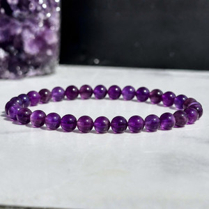 Amethyst Elastic Bracelet (A Grade) - 6mm Beads 