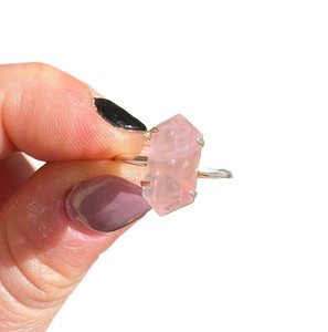 Rose Quartz Ring in Sterling Silver - Double Terminated Ring