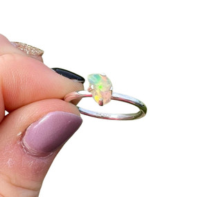 Raw Ethiopian Opal Ring in Sterling Silver 