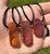 Tangerine Aura Quartz Slice Pendant on Cord 