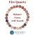 Fire Quartz bracelet graphic with the intentions Balance, Focus and Self-Worth and the New Moon Beginnings logo