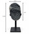 Black Amethyst cluster on stand No.114 with measurements, about 7.05 inches tall, 4.3 inches of crystal, and 2.7 inches wide