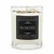 Winter crystal candle front view, white natural wax in a clear glass jar with black New Moon Beginnings label