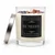 Front view of Be Merry crystal candle with tumbled red aventurine on top, silver lid leaning against the glass jar