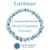 Larimar chip bracelet graphic with the words Communication, Divine Feminine, Serenity by New Moon Beginnings