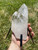 Raw Lemurian Quartz Crystal Point on Metal Stand - 17