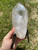 Raw Lemurian Quartz Crystal Point on Metal Stand - 18