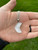 Selenite Polished Moon Pendant in Drilled Setting