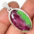 Ruby In Zoisite Polished Oval Pendant in Bezel Setting - Sterling Silver - 794