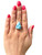 Larimar Ring in Sterling Silver, SIZE: 8.5 US - Polished Triangle Ring - No.1527 