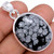 Snowflake Obsidian Polished Oval Pendant in Bezel Setting - Sterling Silver - 499