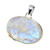Rainbow Moonstone Raw Oval Pendant - Sterling Silver - No.279 