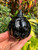 Black Obsidian Pumpkin with Witch Hat - Polished Stone Sculpture