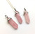 Rose Quartz Polished Point Pendant in Capped Metal Setting - Silver