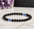 Evil Eye Protection Elastic Bracelet with Black Tourmaline - 6mm Beads
