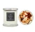 Winter Spice Candle glass jar with silver lid shown beside a top view of its star anise, crystal and herb topping
