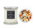Thankful jar candle beside a close-up of its crystal and herb topping
