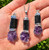 Amethyst and Black Tourmaline Raw Pendant in Plated Setting