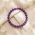 Amethyst 6mm crystal bead bracelet on cream satin fabric with dried baby's breath flowers