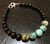 African Turquoise & Black Tourmaline Clasp Bracelet - 6mm & 8mm Beads 
