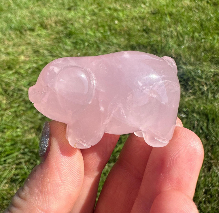 Rose Quartz Crystal Pig 