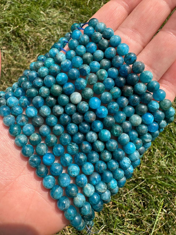 Blue Apatite Bead Strand - Grade A 