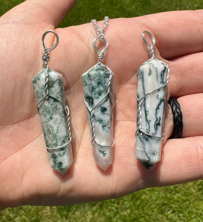 Tree Agate Point Wire Wrapped Pendant