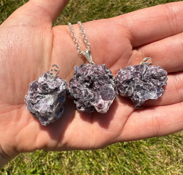 Lepidolite Raw Pendant (extra quality)