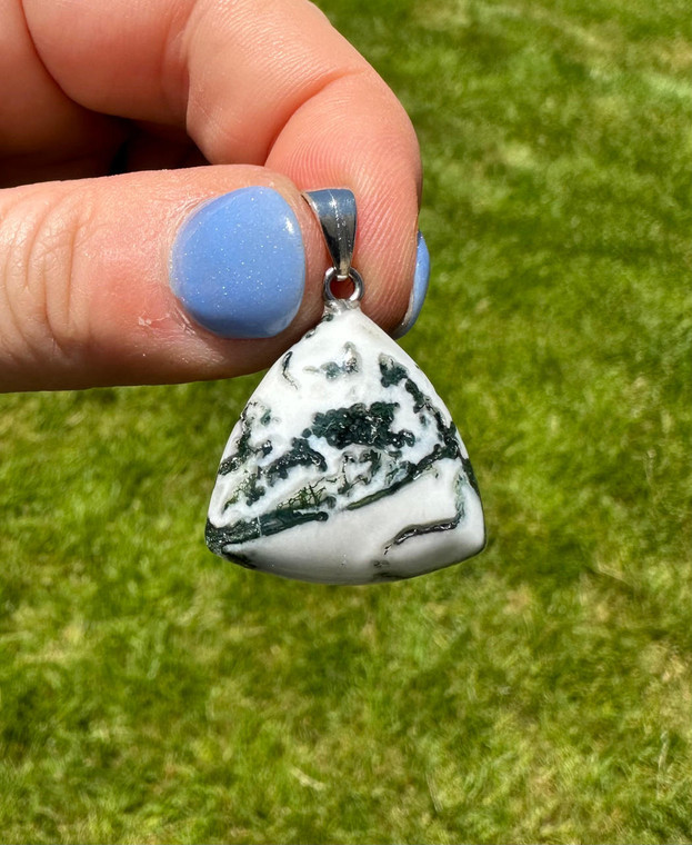 Tree Agate Triangle Pendant