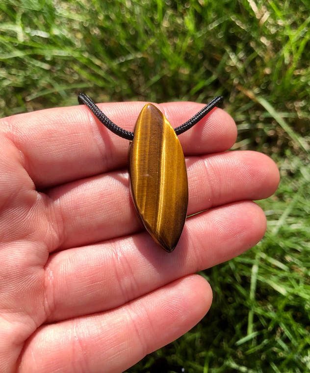 Tigers Eye Marquise Pendant on Cord 