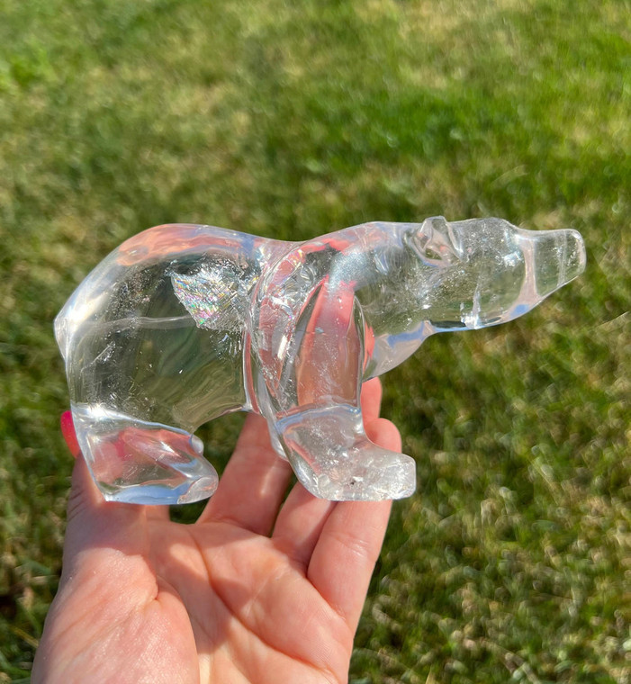 Clear Quartz Bear Sculpture 