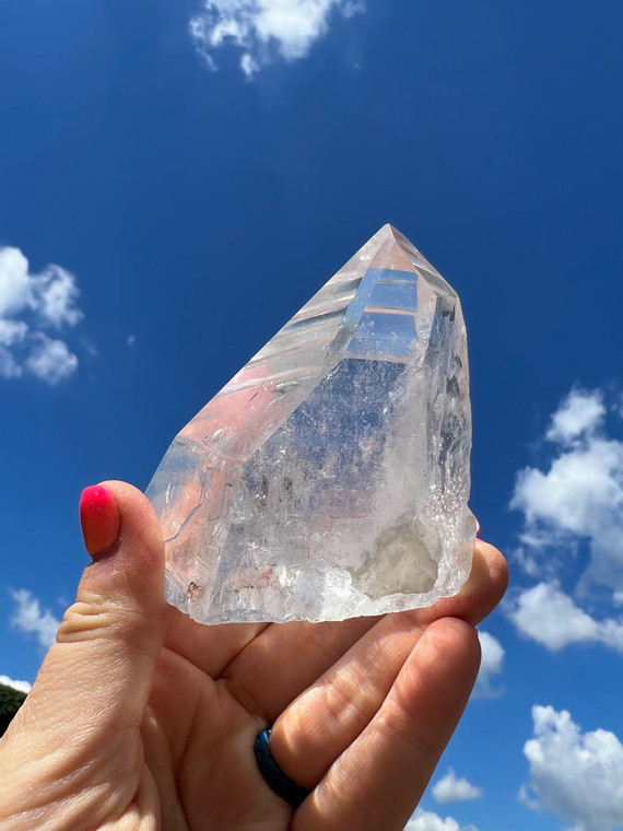 Standing Lemurian Quartz Point - Cut Base - (Unique Shape) - No.23 