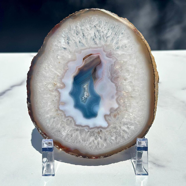 Agate Slice with Acrylic Stand (Thin Agate Slab) 