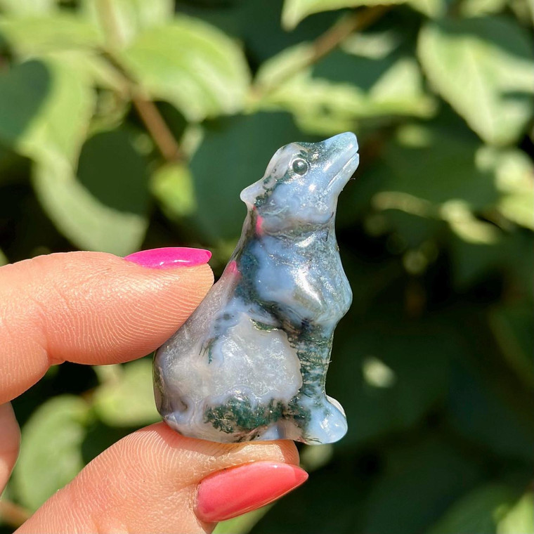 Moss Agate Wolf 