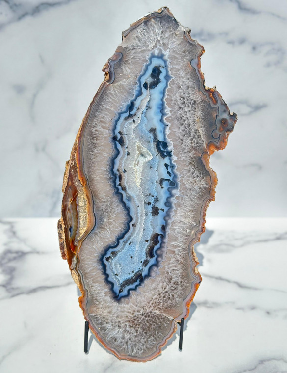 Blue Banded Agate & Quartz Slab - Front Polished - No.99 