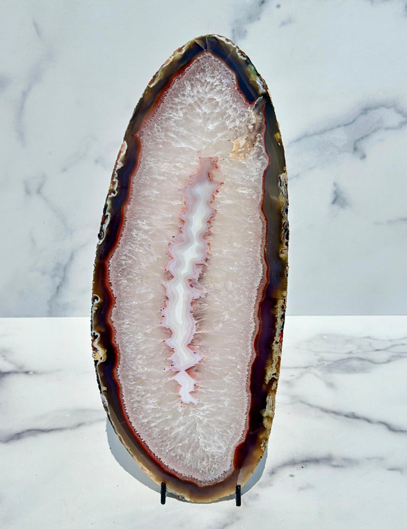 White Quartz & Agate Slab - Front Polished - No.92 