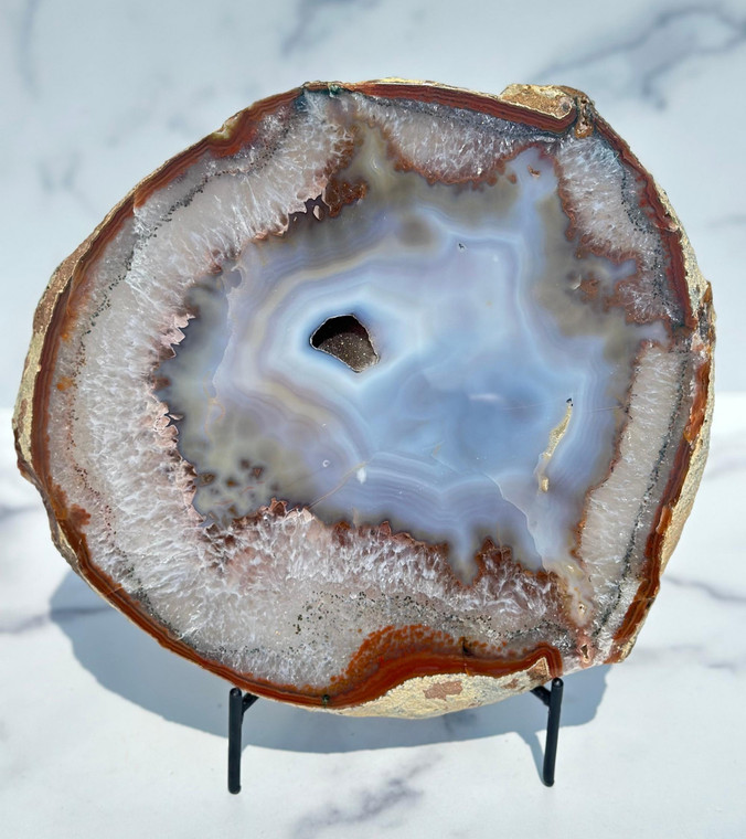 Blue Agate Slab with Druzy Quartz Pocket - Front Polished - No.94 