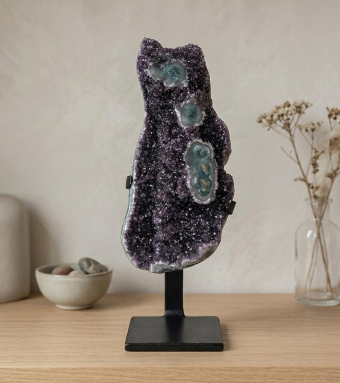 Uruguayan Black Amethyst Cluster on Stand No.119 