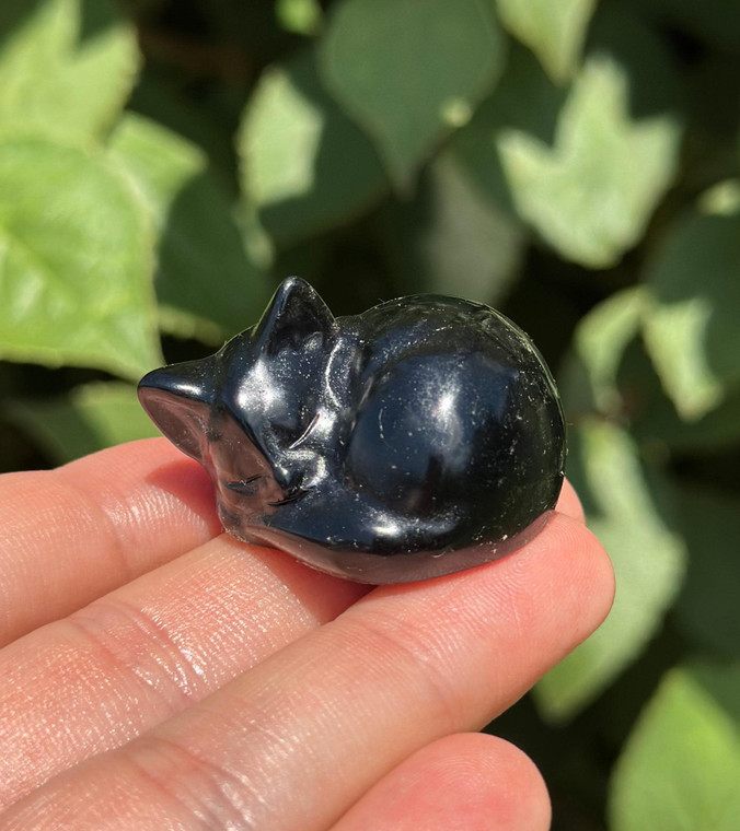 Black Obsidian Sleeping Cat 