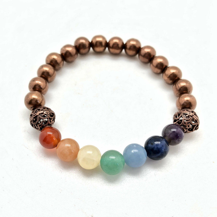7 Chakra Stone Elastic Bracelet - 8mm Beads