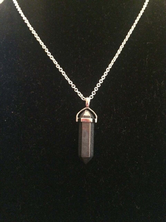 Hematite Polished Point Pendant in Capped Setting