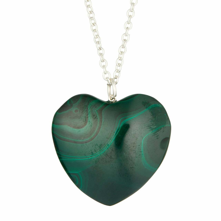 Malachite Polished Heart Pendant in Drilled Setting