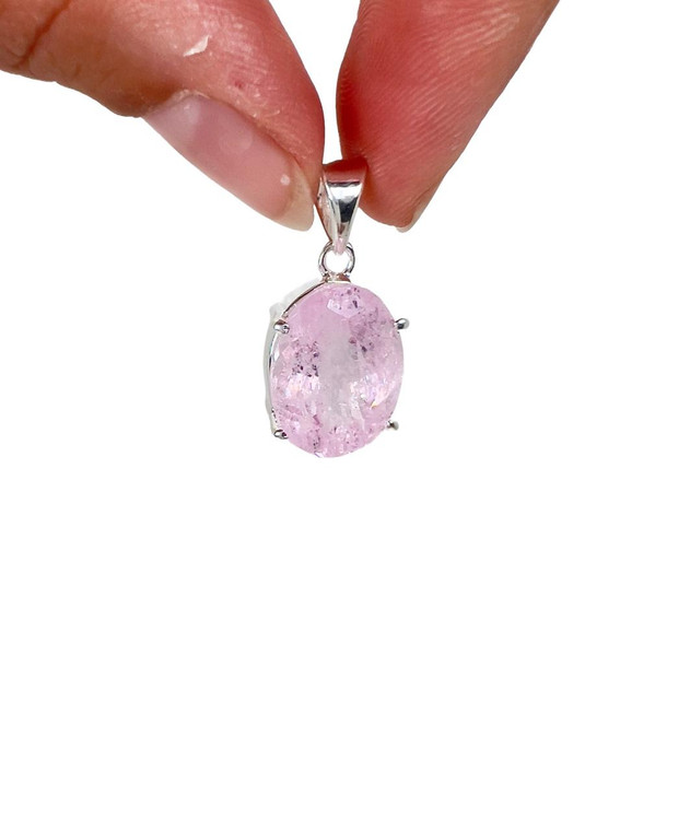 Morganite Faceted Oval Pendant - Sterling Silver - No.57 