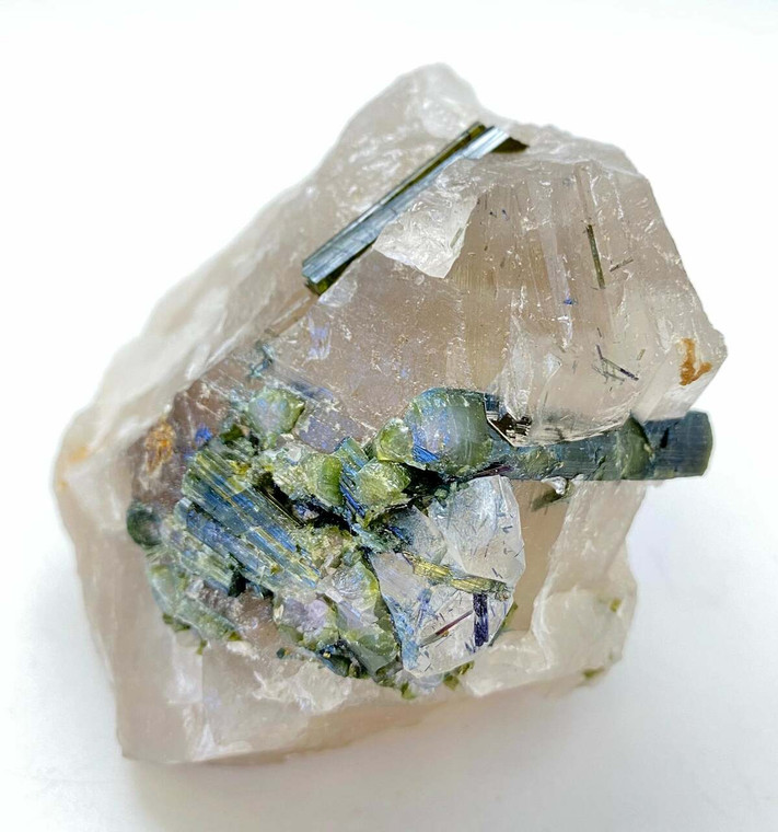 Raw Green Tourmaline and Clear Quartz Crystal - 5